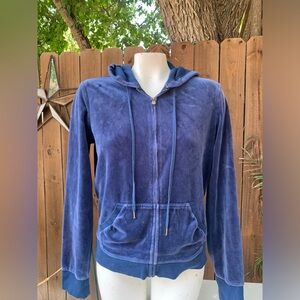 Y2K Vintage Express blue velvet ladies hoodie size Large.